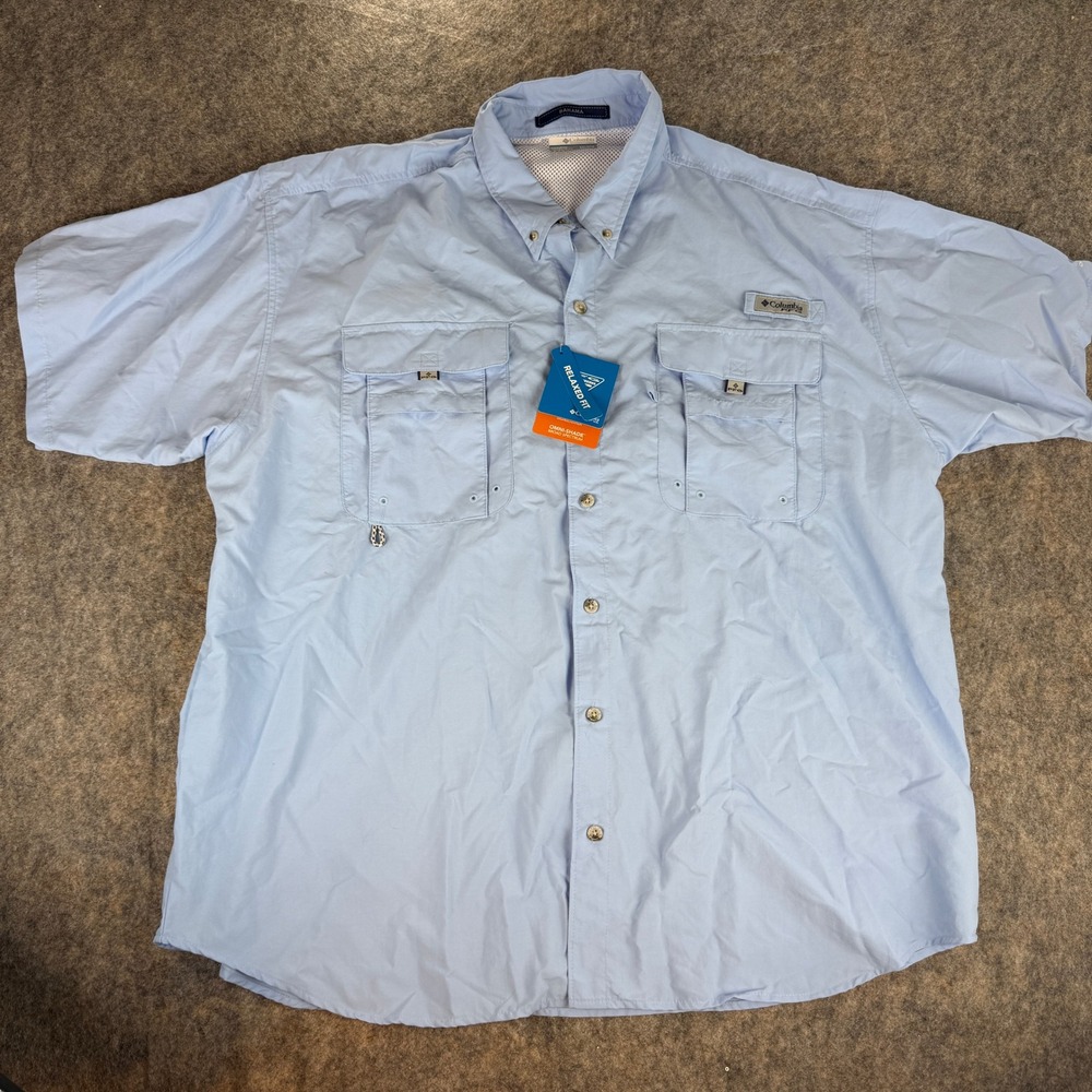Columbia PFG Bahama II Shirt Mens XXL Blue Short Sleeve Relaxed Fit NWT